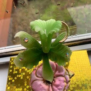 Vintage West German Green Iris Brooch